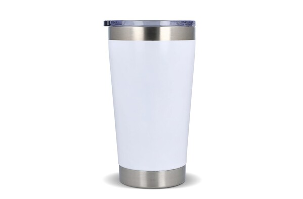Keramična termo skodelica Cango, 500 ml, reciklirano jeklo - Bela