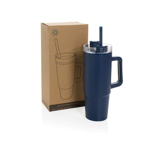 Mug 750ml avec poignée en plastique recyclé RCS Tana - Bleu Marine