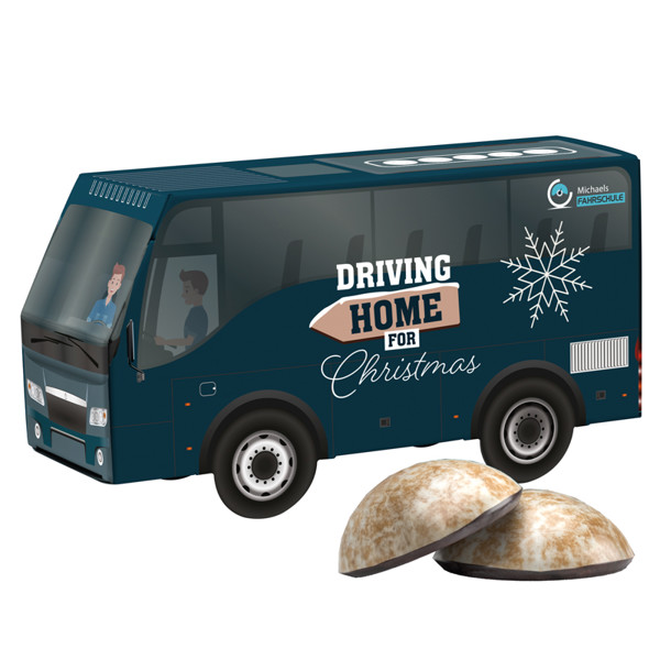 3D present bus, 4 WEISS mini gingerbreads | 4 WEISS mini gingerbreads, 50 g