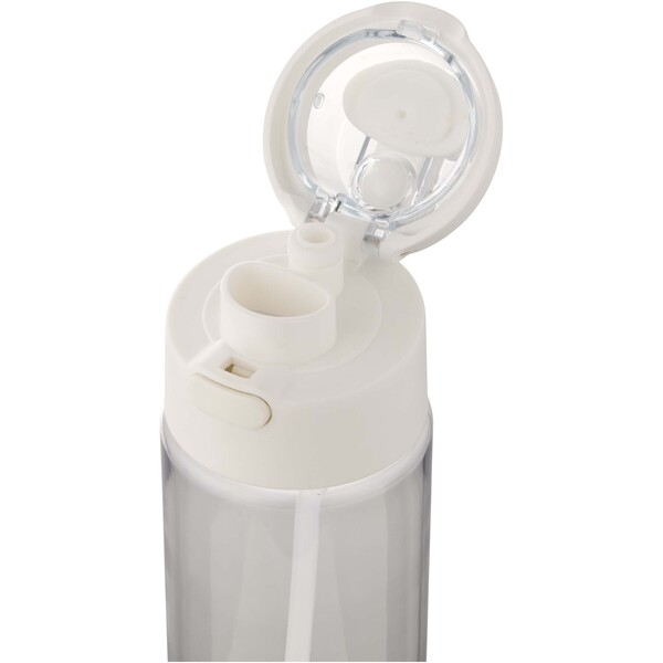 Theron 700 ml RCS recycled plastic water bottle with dual function lid and flip straw - Transparent Clear