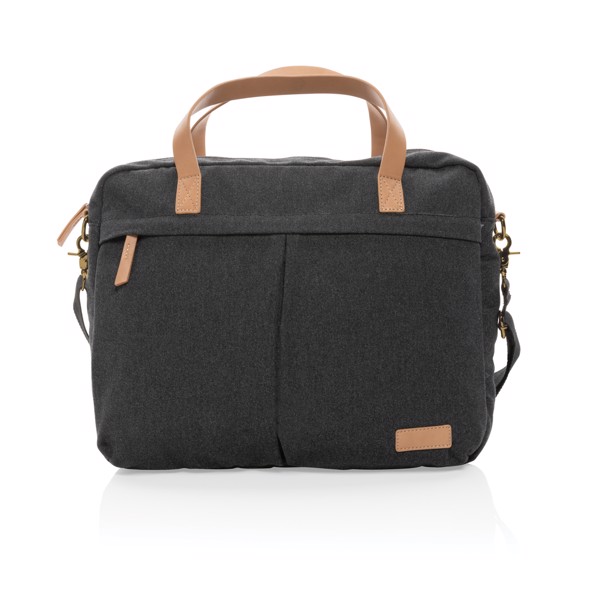 Impact AWARE™ 16 oz. recycled canvas laptop bag - Black