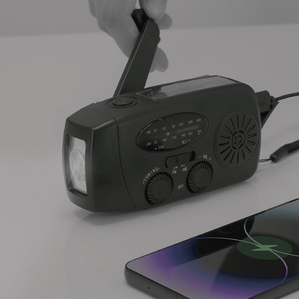 Rádio Emergência Multifuncional Cartney - Preto