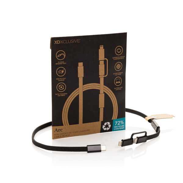 Arc RCS 60W 120 cm 2 v 1 rýchlonabíjací kábel - Čierna