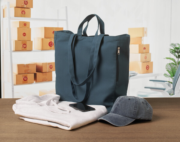 Sac shopping en coton recyclé Gave Colour - Bleu