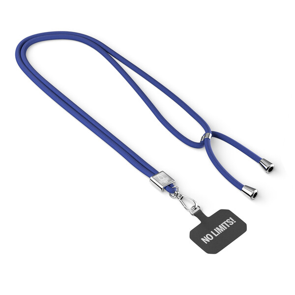 Crossbody, trendy 2-tone cord phone holder made of recycled polyester (rPET) - Dark Azure Blue / Silver accessories