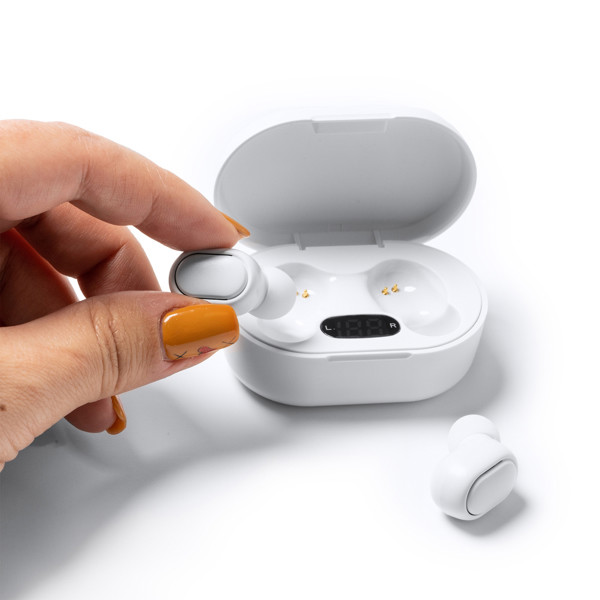 Personalized wireless earbuds Bluetooth 5.1 with charging case and digital display