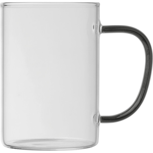 Glass mug with coloured handle EDDA - Black