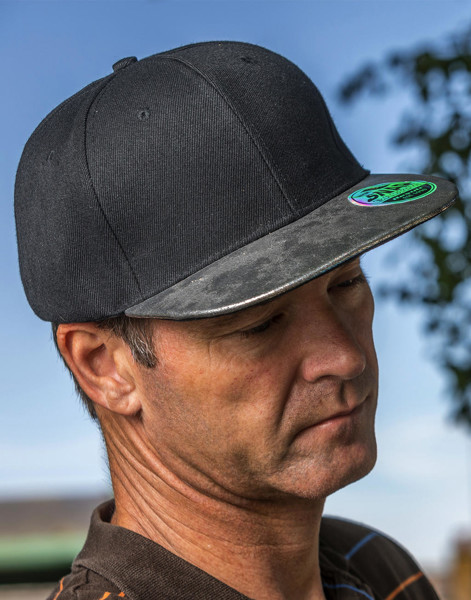Bronx Glitter Flat Peak Snapback Cap - Black / Silver / ONE SIZE