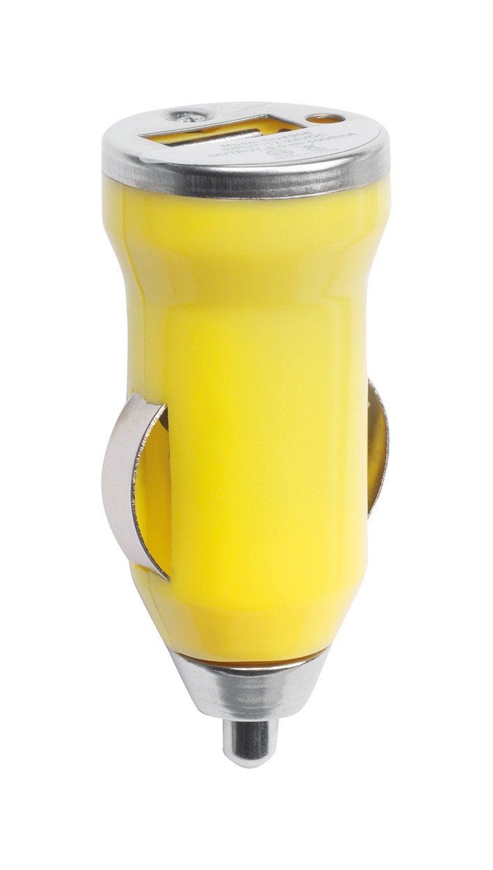 Usb Car Charger Hikal - Yellow / Silver