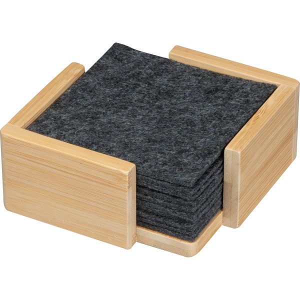 10 felt coasters in bamboo stand CELESTE - Anthracite