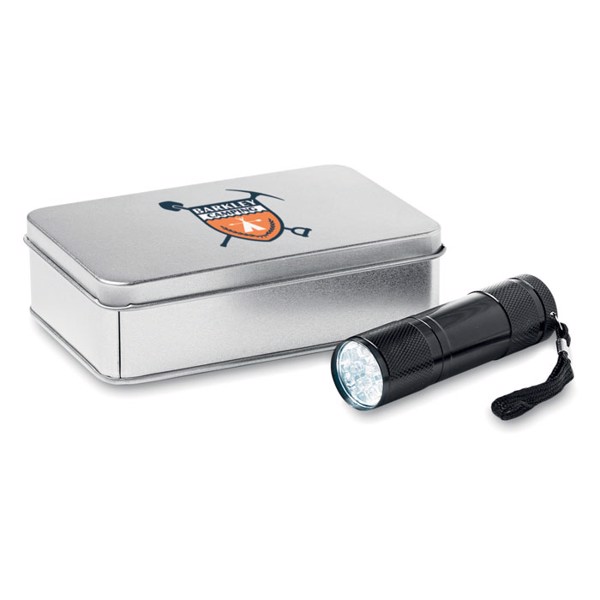 LED torch in tin box Led Plus - Black