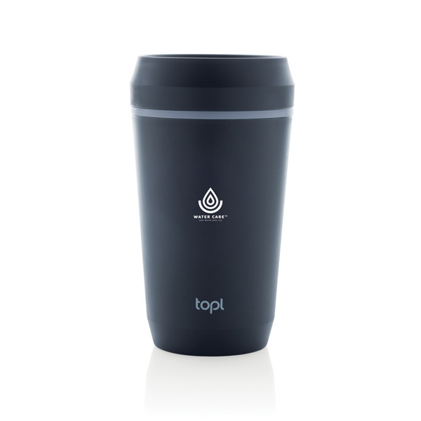 Mug 354 ml avec couvercle 360 en plastique recyclé Topl - Bleu Marine