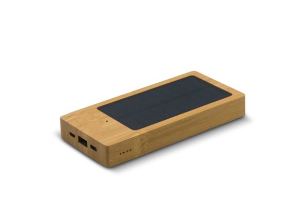 Powerbank bamboo with solar panel 8.000mAh