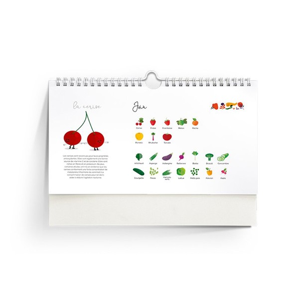 PERPETUAL CALENDAR OF SEASONAL FRUITS & VEGETABLES AND PHONE HOLDER