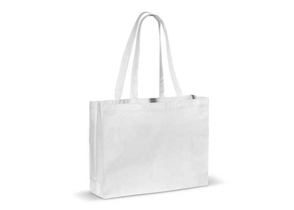 Recycled cotton bag with gusset 140g/m² 49x14x37cm - White