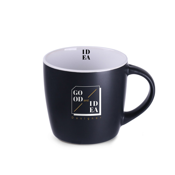 Handy ceramic mug, 92 mm height, 85 mm diameter - Black / White