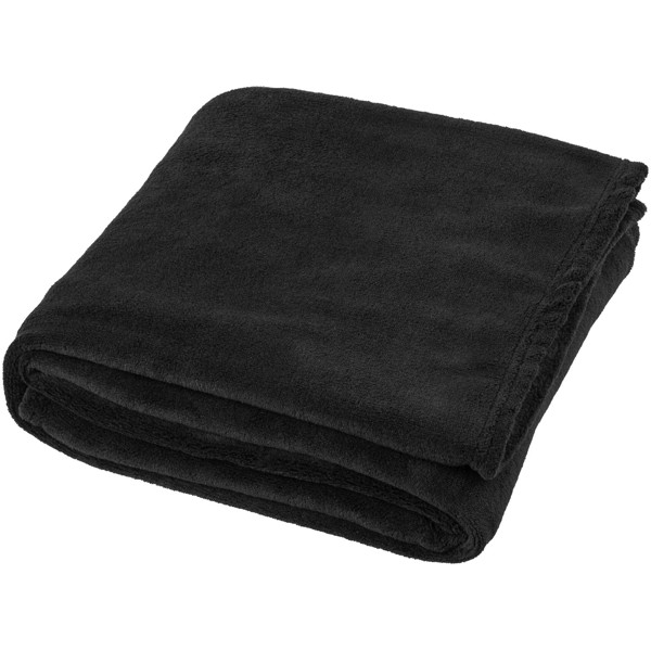 Bay extra soft coral fleece plaid blanket - Solid Black