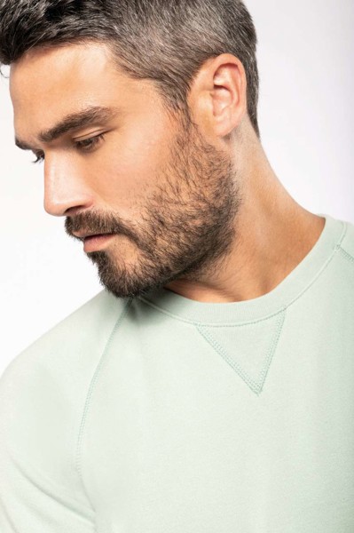 Men's Organic Cotton Crew Neck Raglan Sleeve Sweatshirt - Snow Grey / L