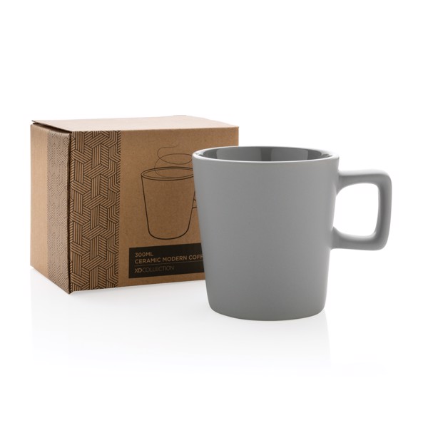 Moderní keramický hrnek na kávu 300ml - Šedá