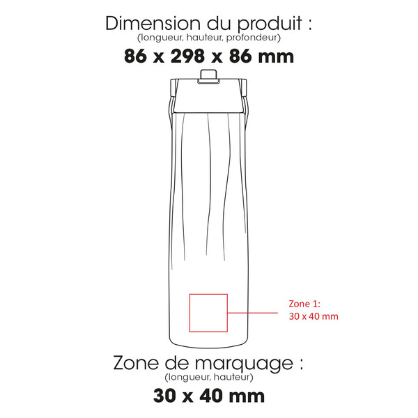 CALYPSO 880XXL - BND880XXL - Bouteille de sport en acier inoxydable recyclé à double paroi et sous vide, 1 litre/33 oz