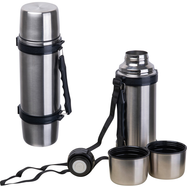 Vacuum insulated jug with cups EMANUEL - Silvergrey