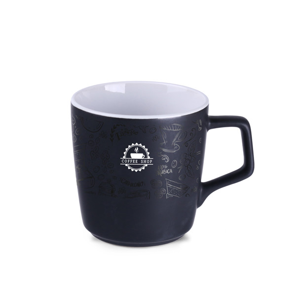 Barrel Supreme ceramic mug, 90mm height - Black / White