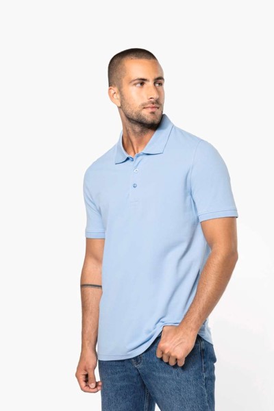 Men's Short-Sleeved Piqué Polo Shirt - Light Royal Blue / L