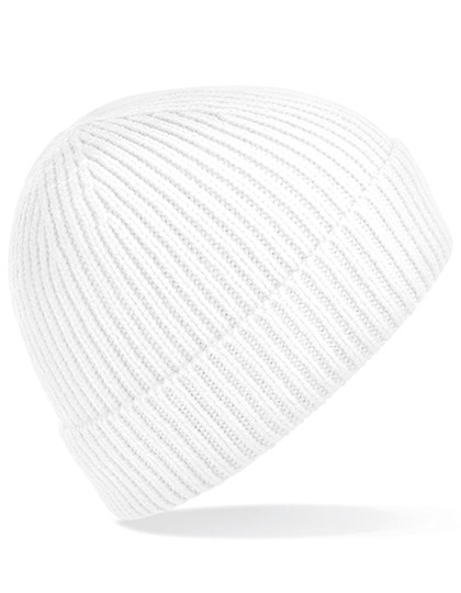 Engineered Knit Ribbed Beanie - White / One Size