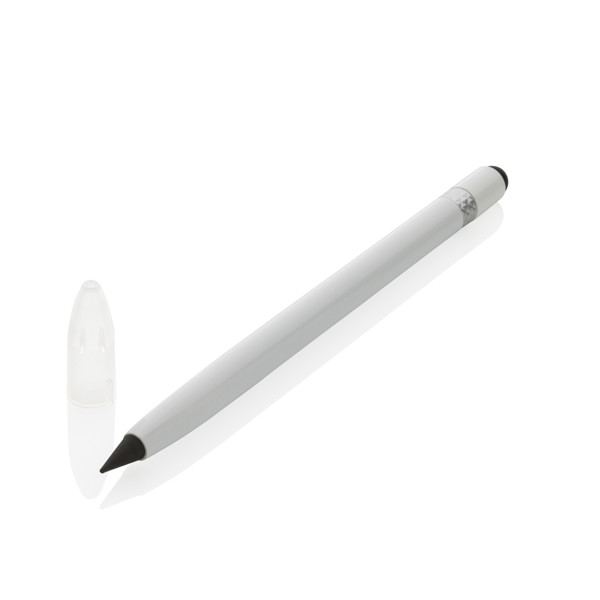 Aluminum inkless pen with eraser - White