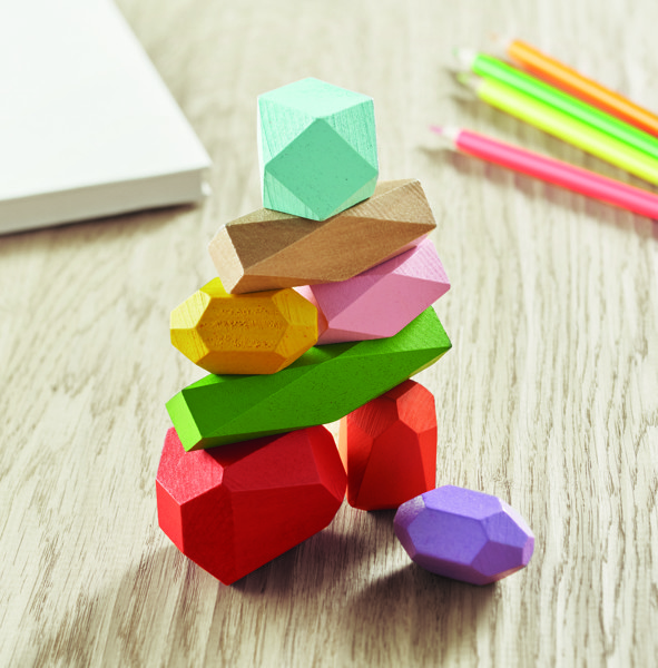 8 stacking wood rocks in pouch Dolmen