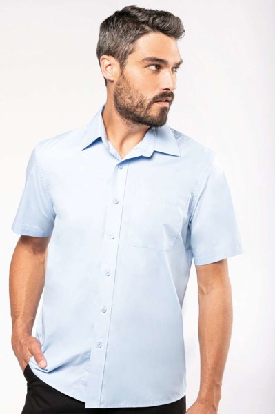 Men's Short-Sleeved Cotton Poplin Shirt - White / M
