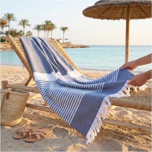 Telo fouta 100 x 180 cm Citizen Green Seabeach - Beige