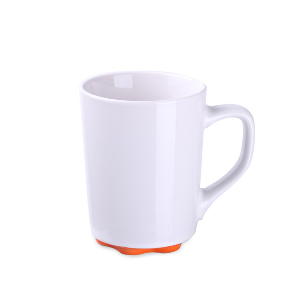 Keramična skodelica v barvi slonovine, 310 g, premer 80 mm - Bela / oranžna / 103 ml