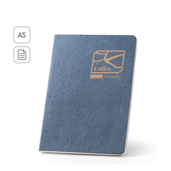 COFFEEPAD SEMI-RIGID. Bilježnica A5 s polutvrdim koricama od otpadaka ljuske kave (65%)