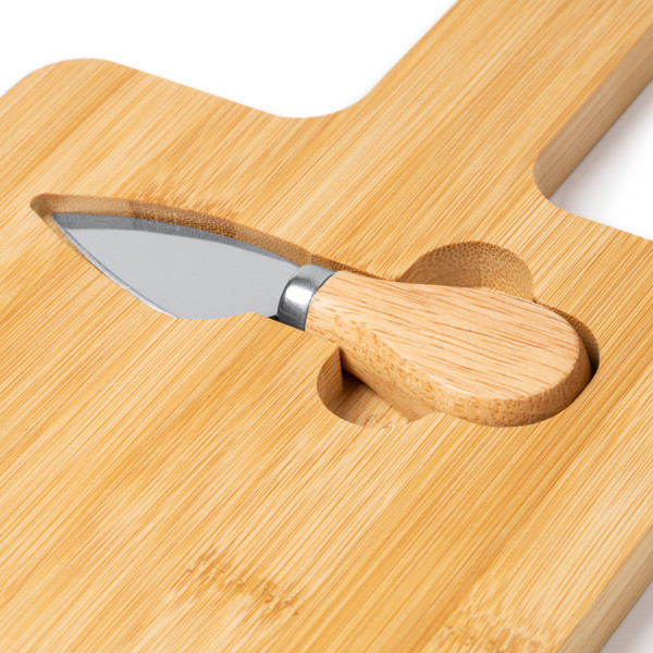 Tabla de quesos personalizada de bambú con cuchillo de acero inoxidable