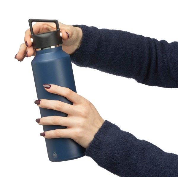 Gerecyclede roestvrijstalen dubbelwandige fles (600 ml) Mace - wit