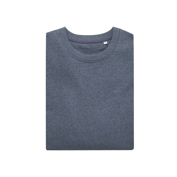 Pull à col rond en coton recyclé non teinté Iqoniq Denali - Heather Navy / XXL
