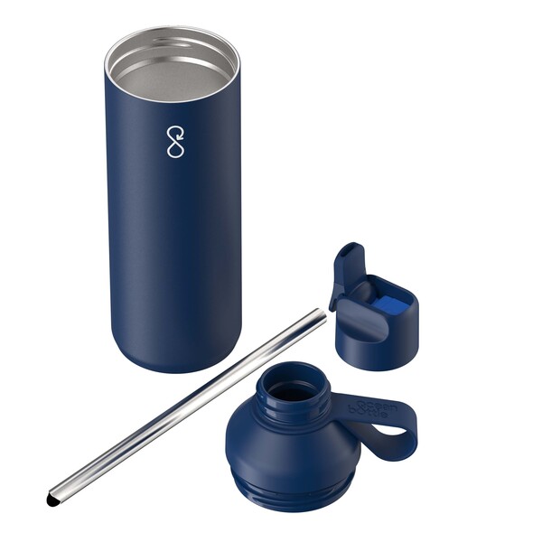 Garrafa de água Ocean Bottle Peak GO 710 ml em aço inoxidável reciclado - Azul oceano
