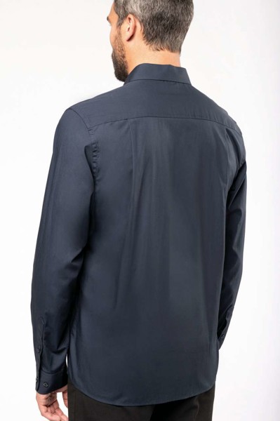 Men's Long-Sleeved Cotton Poplin Shirt - White / M