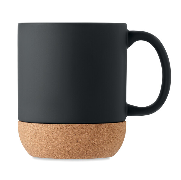 Matt ceramic cork mug 300 ml - Black