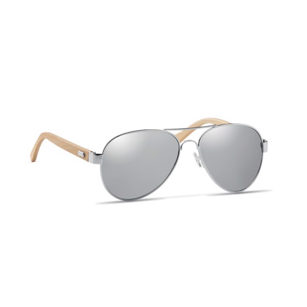 Bamboo sunglasses in pouch Honiara - Shiny Silver