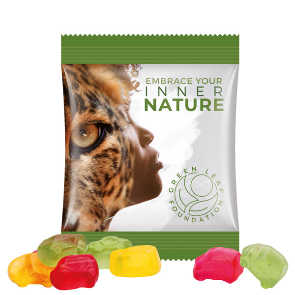 Mini bag 15g, paper foil white, Trolli fruit jelly gums car mixture | Trolli fruit jelly gums car mixture, 15 g