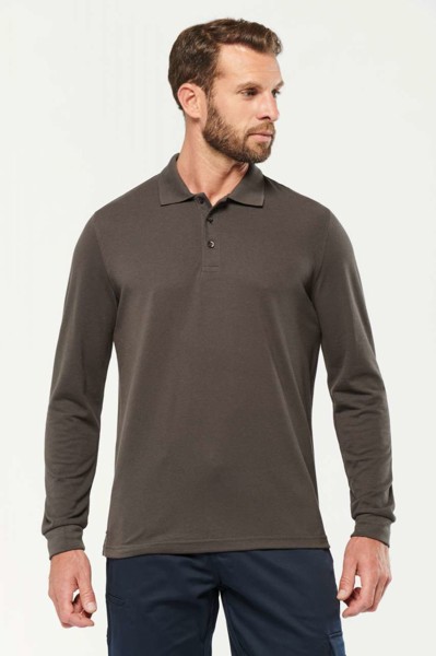 Muška polo majica dugih rukava - Bijela / 4XL
