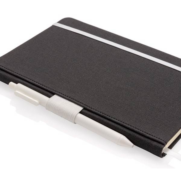 Deluxe A5-ös méretű jegyzetfüzet tolltartóval - Fehér
