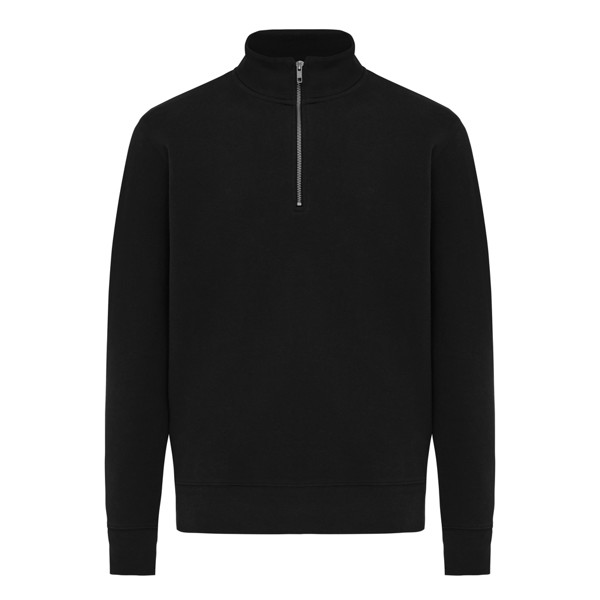 IQONIQ Elgon recycled cotton quarter zip sweater - Black / 4XL