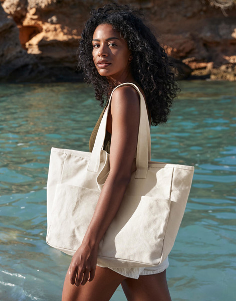 Double Handle Cargo Pocket Tote - Black / ONE SIZE