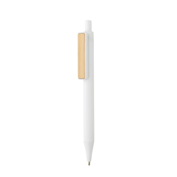 Xd Collection pen, bamboo clip, 1200m blue ink - White