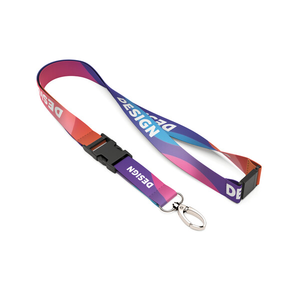 Abnehmbares recyceltes Polyester (rPET) sublimiertes Lanyard - 25mm Breite / L1 Ovaler Haken / Sicherheitsverschluss