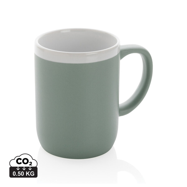 Keramický hrnek s bílým lemem 300ml - Zelená / Bílá