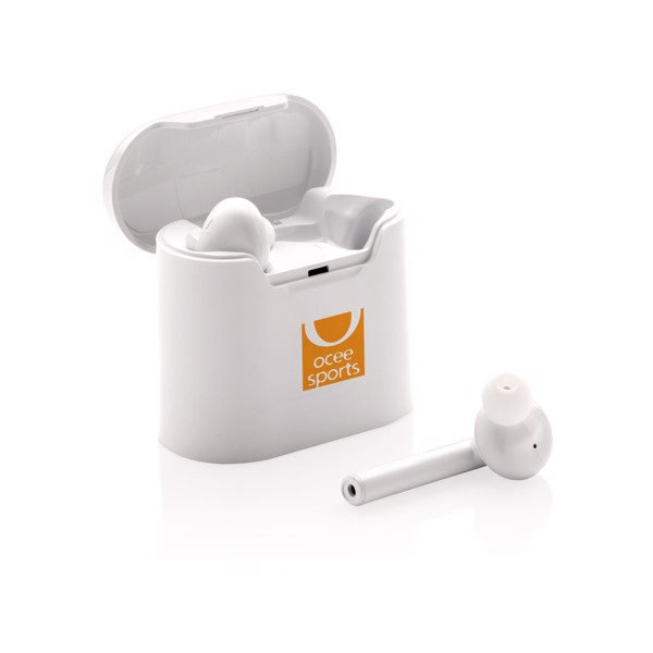 Liberty wireless earbuds in charging case - White